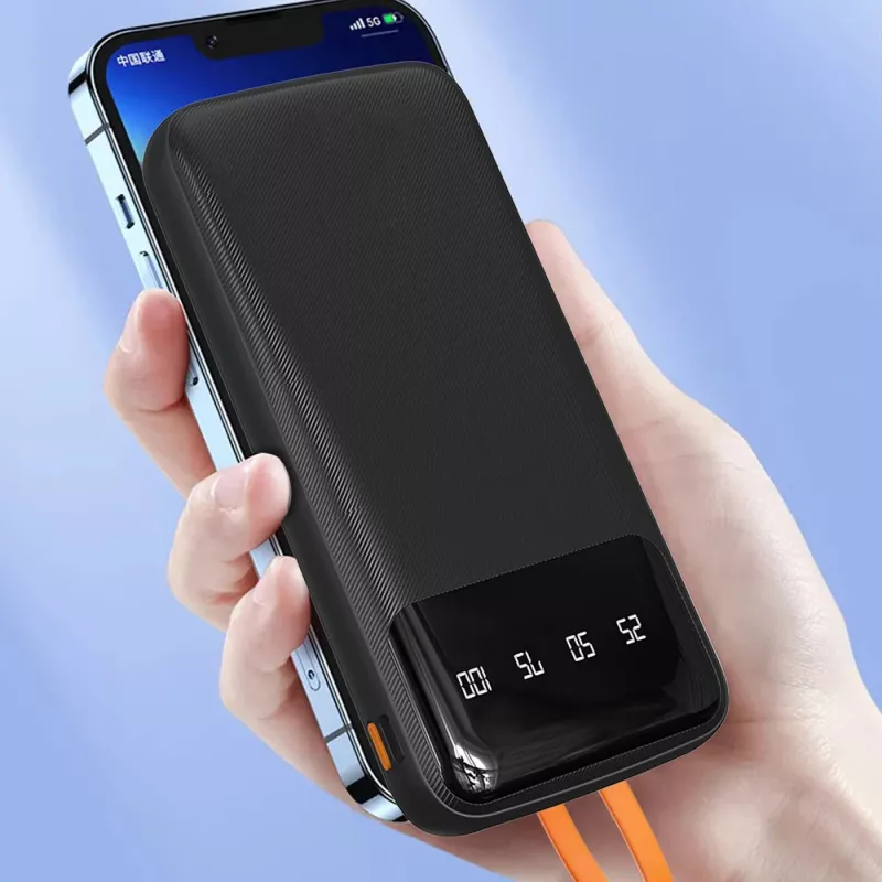 Dudao K6Pro yleispower bank 10000mAh USB-, USB-C- ja Lightning-kaapelilla musta (K6Pro-black)