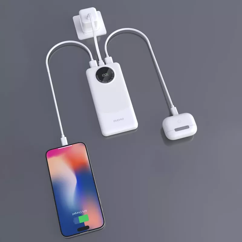 Powerbank Dudao K12 10000mAh PD22.5W USB-A, USB-C - valkoinen