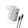 CUKTECH AD1003EU 100W GaN -seinälaturi 2x USB-C + USB-A kaapelilla - valkoinen