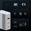 CUKTECH AD1003EU 100W GaN -seinälaturi 2x USB-C + USB-A kaapelilla - valkoinen
