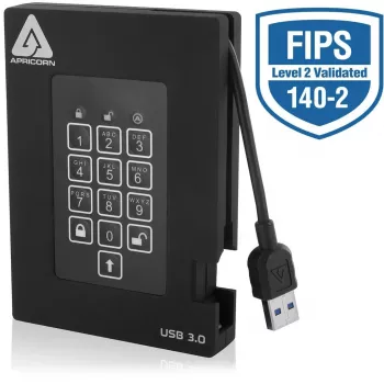 Apricorn Aegis Padlock Fortress A25-3PL256-2000F - salattu kiintolevy - 2 TB - ulkoinen (kannettava)