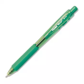 Pentel WOW! sisäänvedettävä kuulakärkikynä – vihreä muste – 1,0 mm medium-kärki – kirkas runko ja vihreät yksityiskohdat