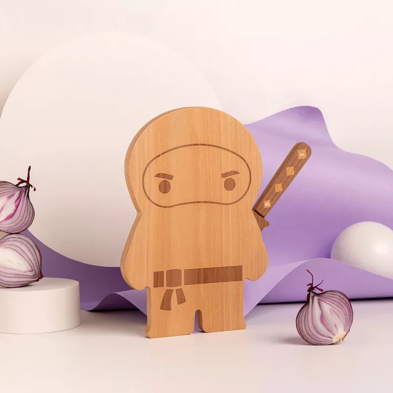 OTOTO Ninja Board leikkuulauta ja veitsisetti - musta