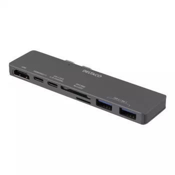 DELTACO USBC-1290 Thunderbolt 3 -telakointiasema - hopea - 40 Gbit/s - 4K Ultra HD