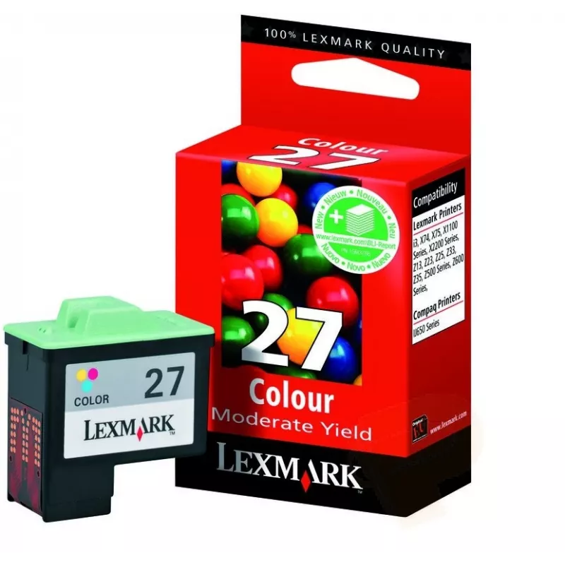 Lexmark No. 27 kolmivärinen mustekasetti (syaani, magenta, keltainen) - Standard Yield