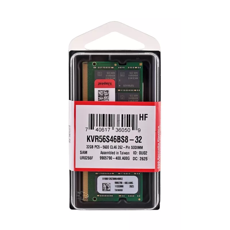 Kingston Technology KVR56S46BS8-32 32 GB DDR5 5600 MT/s SO-DIMM muistimoduuli