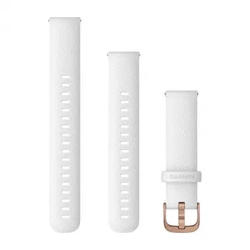 Garmin QuickFit 18 mm Silikonirannenauha valkoinen ruusukultaisella soljella 010-12932-0F