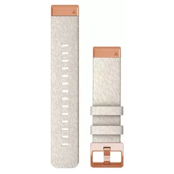 Garmin QuickFit 20 mm nylonranneke fenix 5S/5S Plus/6S/7S -kelloihin, Cream, jossa Rose Gold -solki, 010-13102-09