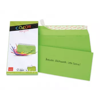 ELCO Color kirjekuori C5/6 (114 x 229 mm), ilman ikkunaa, tarraläpällä, 100 g/m², intensiivivihreä, 25 kpl (74617.62)