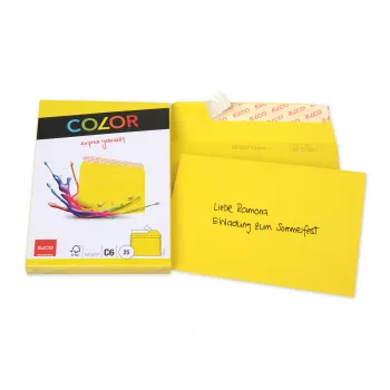 ELCO Color kirjekuori C6 (114 x 162 mm), ilman ikkunaa, tarraläpällä, 100 g/m², keltainen, 25 kpl (74634.72)