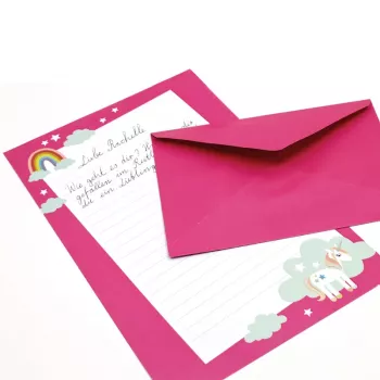 Artoz Papier 334001-03 kirjepaperi ja kirjekuoret, Unicorn pinkki (n. DIN A5), 80 g/m², 1 pakkaus