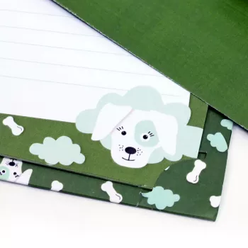 Artoz Papier kirjepaperi ja kirjekuoret koira-aihe oliivinvihreä n. DIN A5 80 g/m² 1 pakkaus