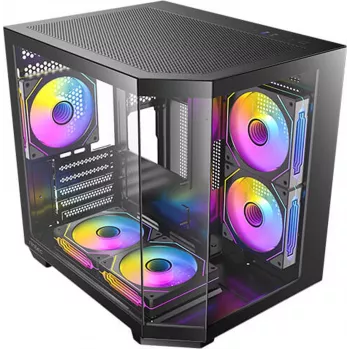 Antec CX M2 ARGB B Micro-ATX Tower -kotelo, musta, karkaistu lasi, 5x120mm ARGB-tuuletinta