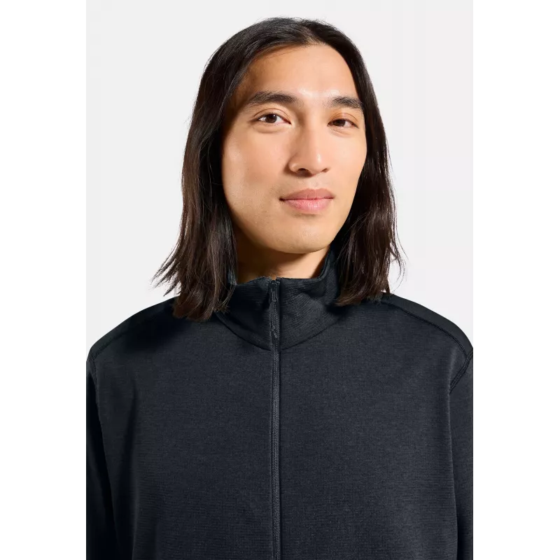 Odlo Grid Fleece Mid Layer Full Zip -takki - Black Melange, koko L