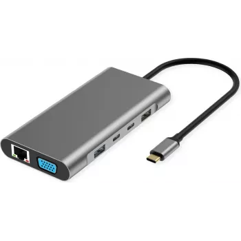VALUE USB-C telakointiasema 10-in-1 4K60 2xHDMI 1xDP/VGA/GbE USB-C 2x PD - digitaalinen/data