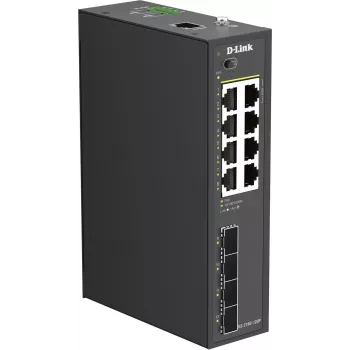 D-Link DIS-210G-12UP Industrial Smart Managed -kytkin, 12-porttinen Gigabit, 8 PoE+, 240W, DIN-kisko-/seinäkiinnitys