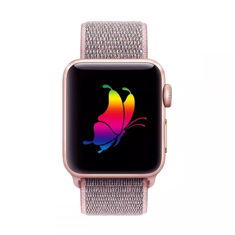 TECH-PROTECT Nylon Apple Watch 4 / 5 / 6 / 7 / 8 / SE (38 / 40 / 41 mm) Pink Sand Sport Loop -ranneke