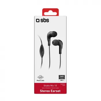 SBS TEINEARKL nappikuulokemikrofoni - musta - johdollinen - 1,2 m kaapeli - 3,5 mm liitäntä - puhelut ja musiikki