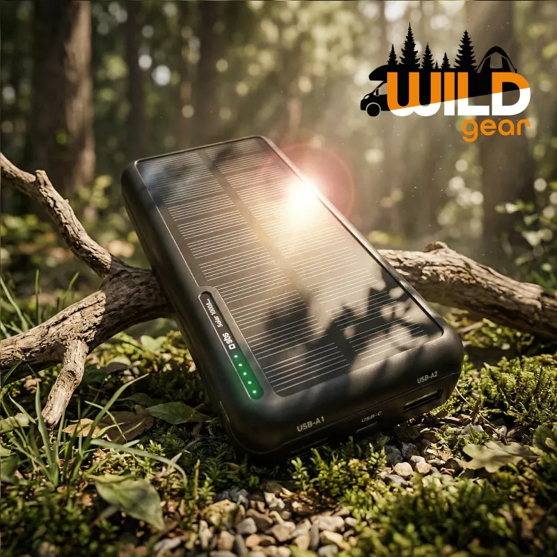 SBS aurinkoenergiavaravirtalähde USB/USB-C 10000 mAh musta