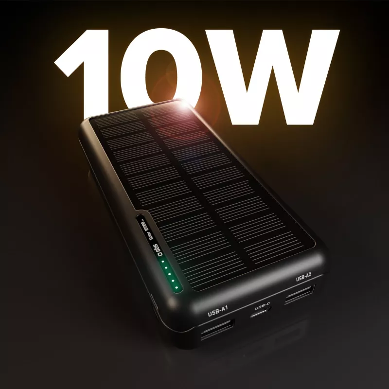 SBS aurinkoenergiavaravirtalähde USB/USB-C 10000 mAh musta