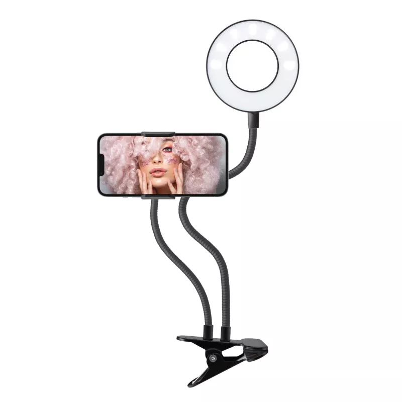SBS kääntyvä LED-rengasvalo pöytäklipsillä 10 cm 3 valotilaa musta