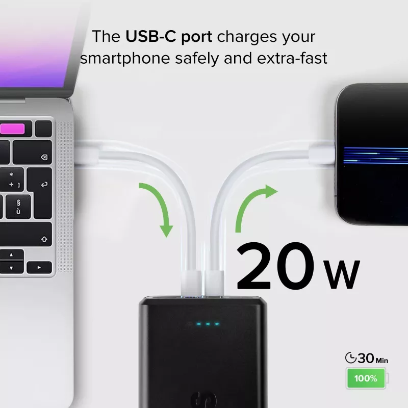 SBS varavirtalähde 30000 mAh Power Delivery 20W Multi-Port musta