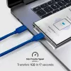 SBS TECABLE TISSUE TCCB USB-C - USB-C -kaapeli 1,5 m 60W punottu - sininen