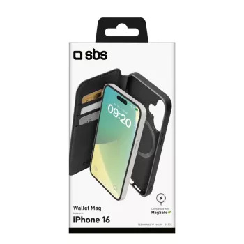 SBS Wallet Case MagSafe-yhteensopiva iPhone 16 musta