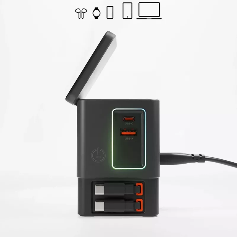 SBS Power Dock 6-in-1 -latausteline MagSafe-yhteensopiva, jalusta ja USB-C-kaapelit 65W – musta