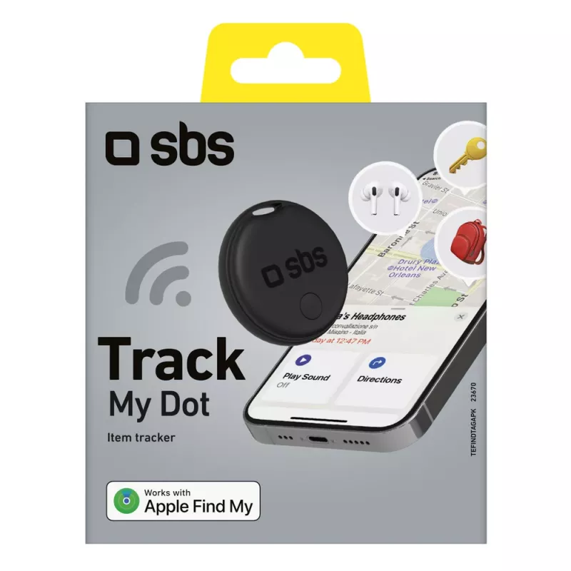 SBS Track My Circle paikannin yhteensopiva Apple Find My - musta