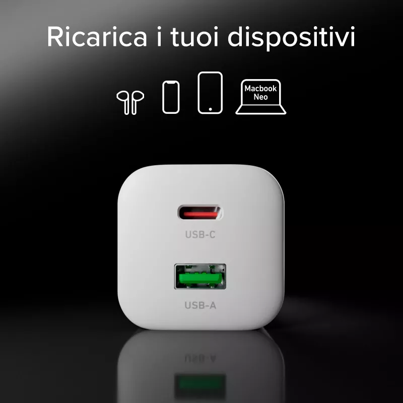 STEP BY STEP SBS 20W 1C + 1A valkoinen USB-C laturi 1,5 m USB-C - USB-C kaapelilla