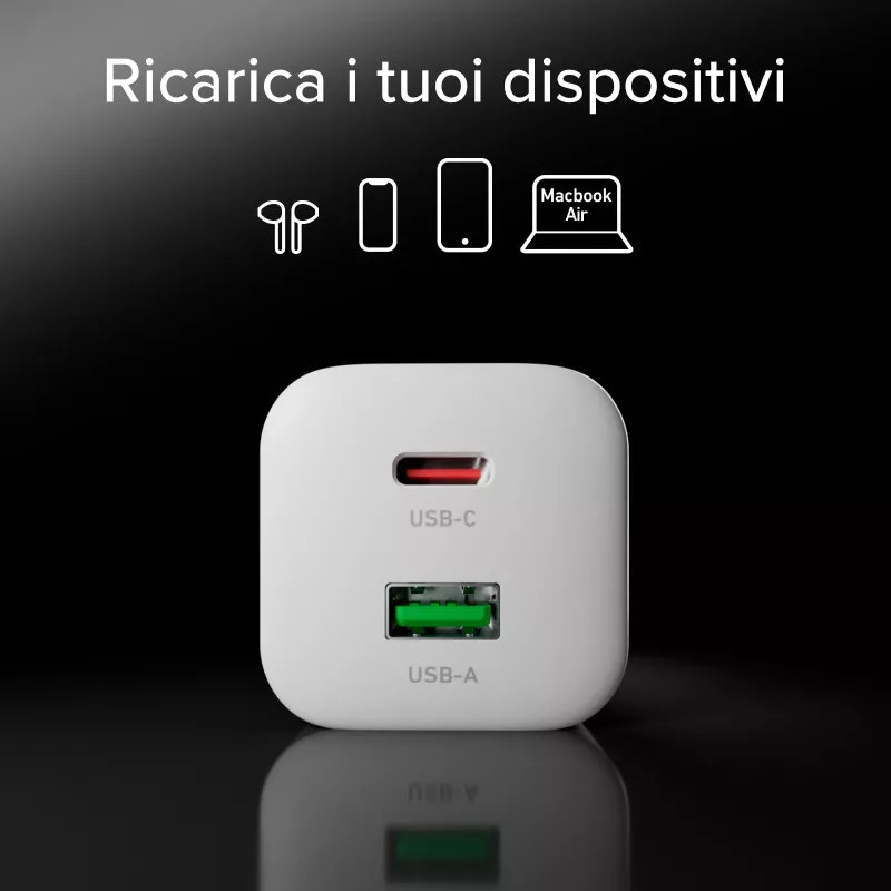 STEP BY STEP SBS 30W 1C + 1A valkoinen USB-C laturi 1,5 m kaapelilla
