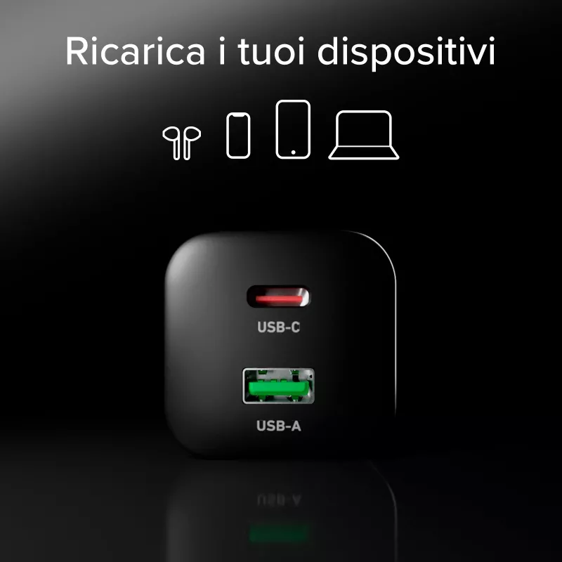 STEP BY STEP SBS 65W USB-C laturi 1x USB-C ja 1x USB-A, musta, 1,5 m USB-C kaapeli