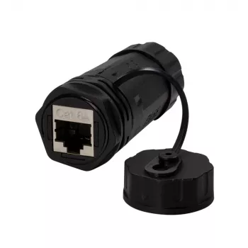 TECHLY IWP-MD C6A-IPGLT RJ45 naaras - RJ45 naaras IP68 Cat6A SFTP -liitin, musta