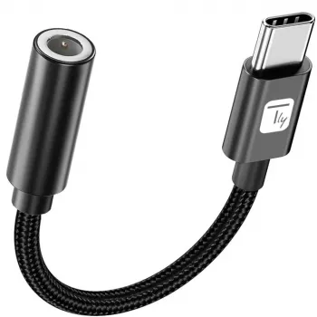 TECHLY USB-C - 3,5 mm äänisovitin DAC:lla, 12 cm, musta
