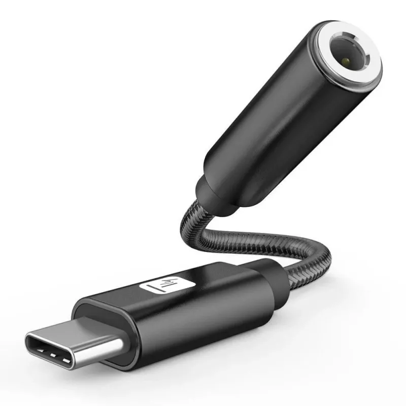 TECHLY USB-C - 3,5 mm äänisovitin DAC:lla, 12 cm, musta