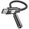 TECHLY USB-C - 3,5 mm äänisovitin DAC:lla, 12 cm, musta