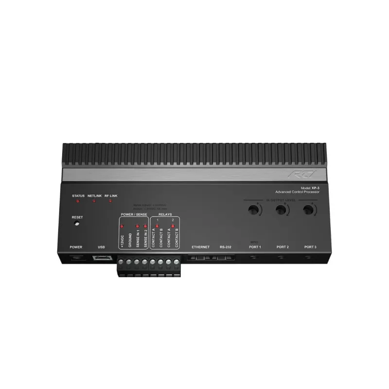 RTI XP-3 -ohjausprosessori, RS232, IR, rele ja I/O