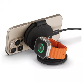 Satechi OntheGo 3-in-1 langaton laturi Qi2:lla, musta, 15W, ST-QTG31K