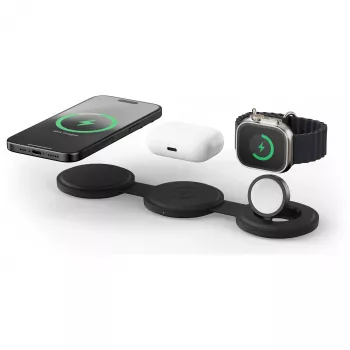 Satechi OntheGo 3-in-1 langaton laturi Qi2:lla, musta, 15W, ST-QTG31K