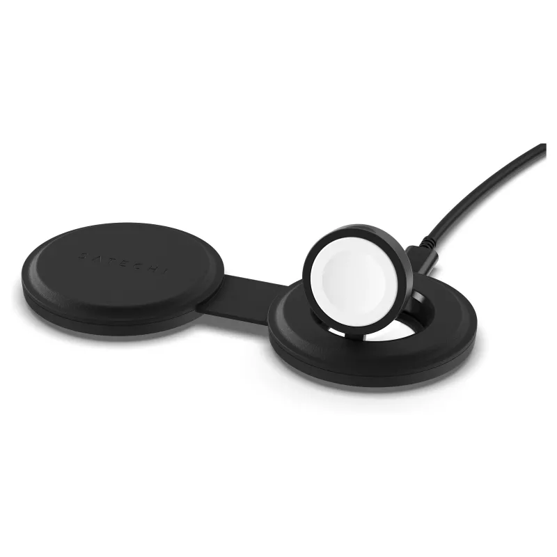 Satechi OntheGo 2-in-1 langaton laturi Qi2:lla, musta, 15W, ST-QTG21K