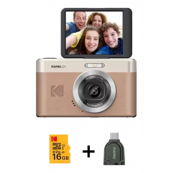 Kodak PixPro C1 digikamera ruskea + 16GB muistikortti