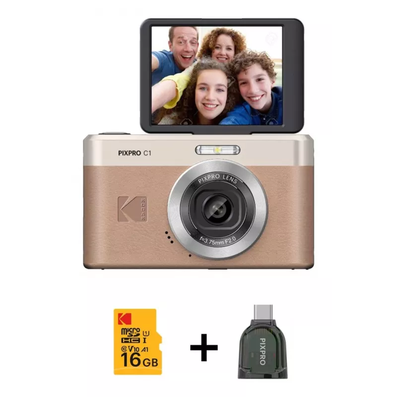 Kodak PixPro C1 digikamera ruskea + 16GB muistikortti