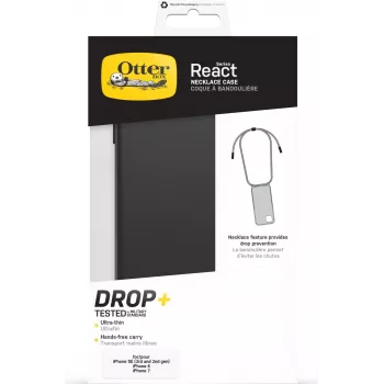OtterBox React Series takakansi kantolenkillä Apple iPhone 7/8/SE (2./3. sukupolvi) - musta