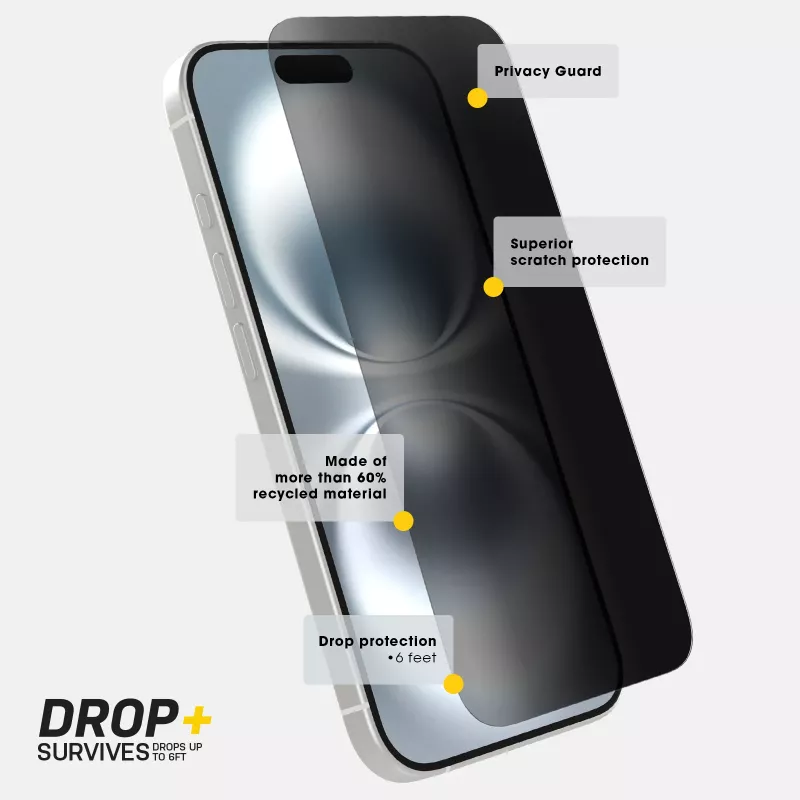 OtterBox Premium Pro Privacy Glass iPhone 16 Pro Clear