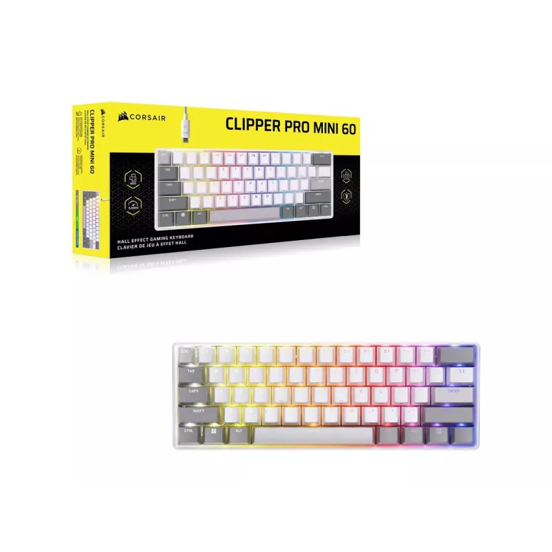 CORSAIR CLIPPER PRO MINI 60 Hall Effect -pelinäppäimistö valkoinen