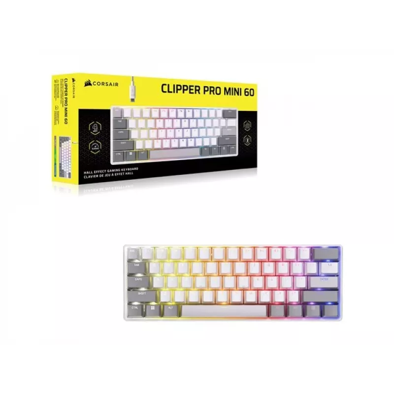 CORSAIR CLIPPER PRO MINI 60 Hall Effect -pelinäppäimistö valkoinen