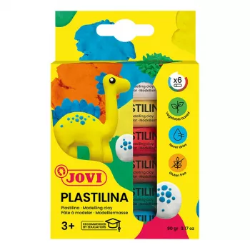JOVI Plastilina muovailumassa sekalaiset 6 väriä à 15 g, yhteensä 90 g
