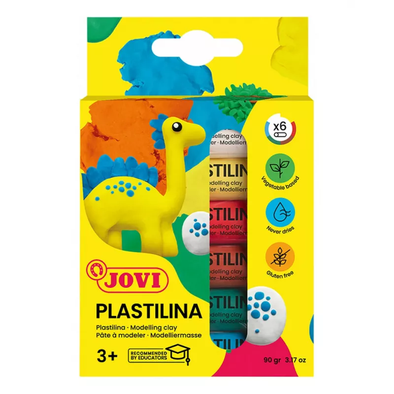 JOVI Plastilina muovailumassa sekalaiset 6 väriä à 15 g, yhteensä 90 g