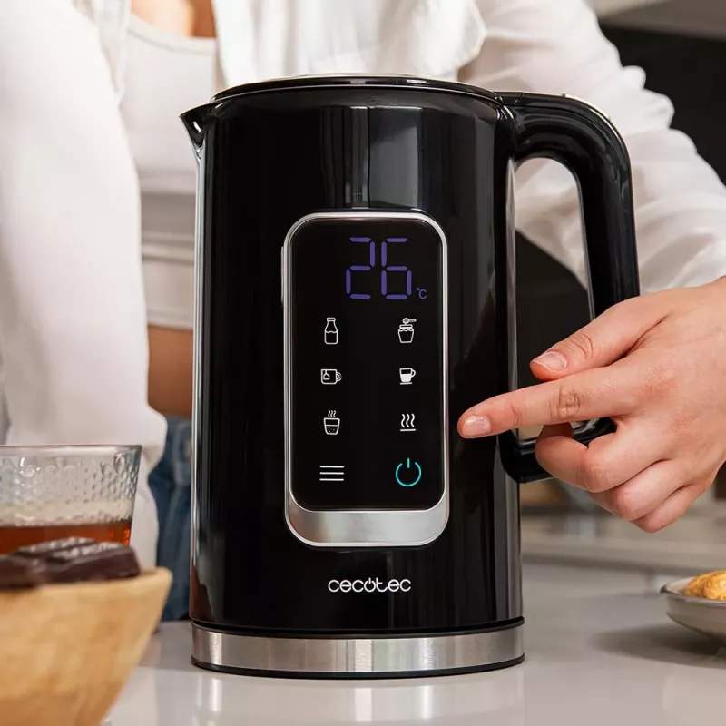 Cecotec ThermoSense 500 Touch sähkökäyttöinen vedenkeitin, 1,7 L, 2200 W, musta